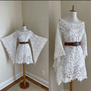 70s Batwing Sleeve Lace Wedding Dress